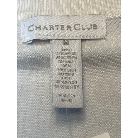 NWT Charter Club Ladies Crochet Design Dressy Cardigan White Medium - Picture 4 of 6